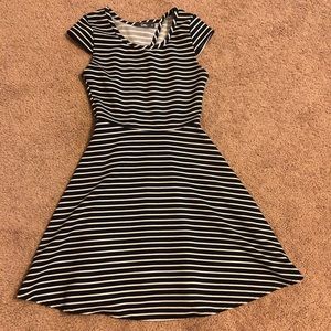 blue and white dress